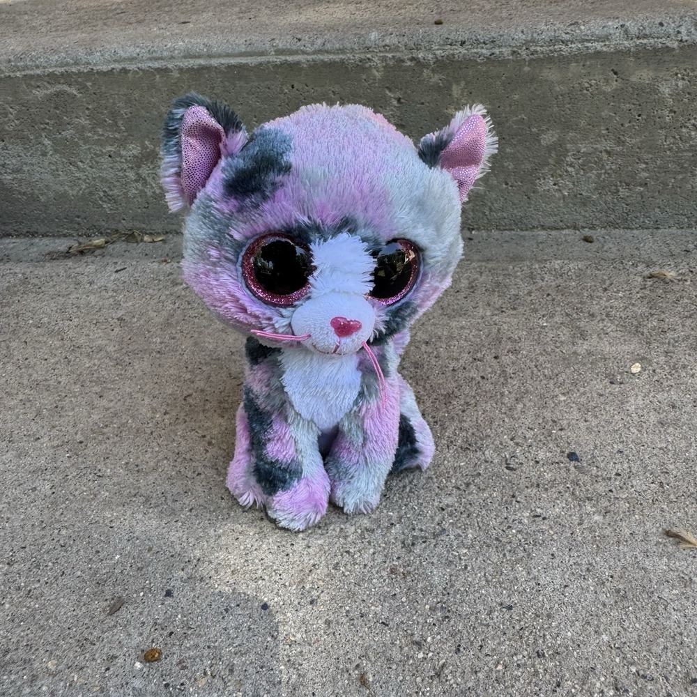 Ty Beanie Boos‎ Lindi 6" Kitty Cat Plush Multicolor Tye Dye